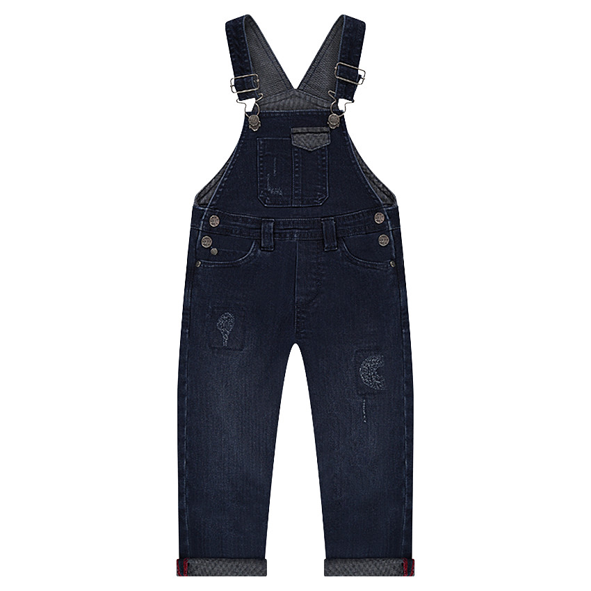 Salopette longueur 3/4 en jeans effet used  