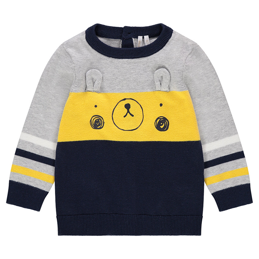 Pull en tricot avec ourson printé et oreilles en relief 