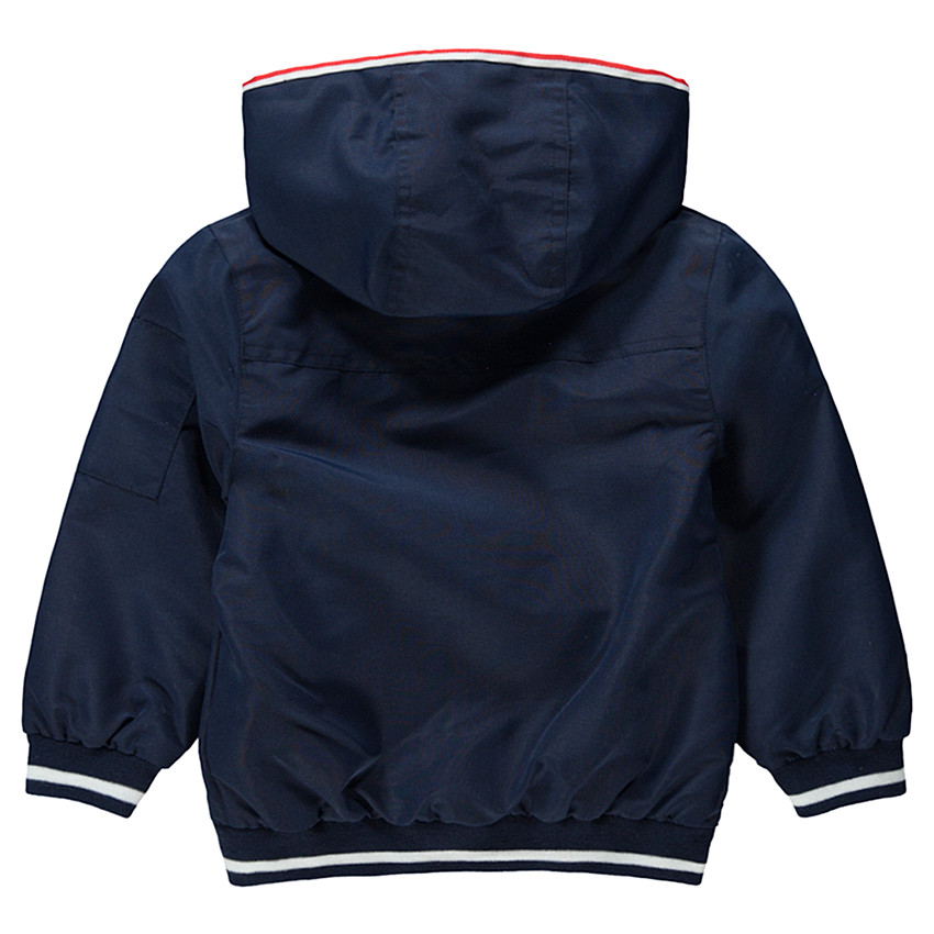 Coupe-vent uni à capuche avec doublure en jersey 