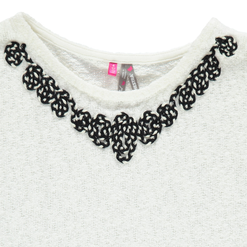 Sweat cape effet crêpe avec franges et broderie 