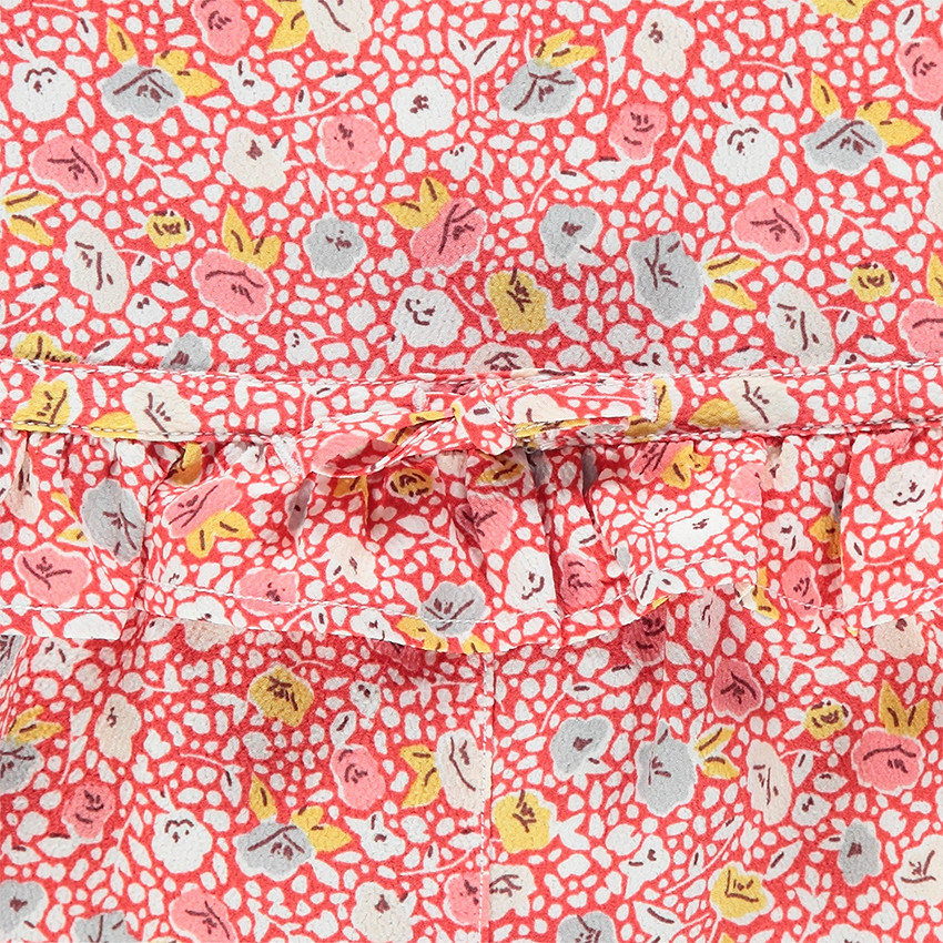 Combishort sans manches fleurie à volant 