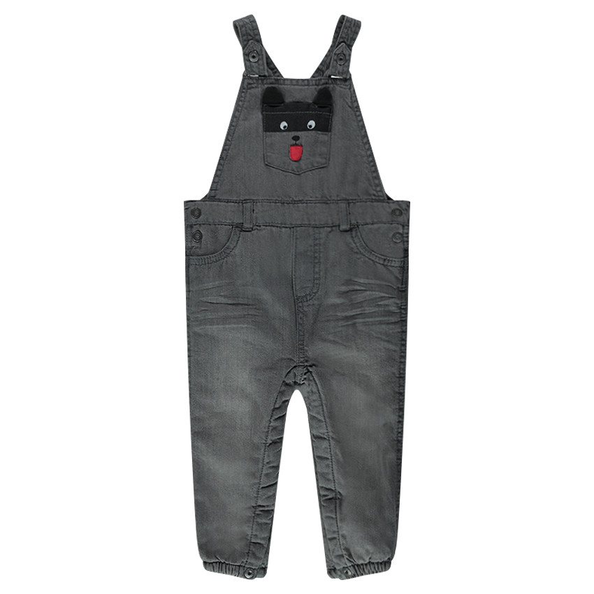 Salopette en jeans effet used doublée micropolaire 