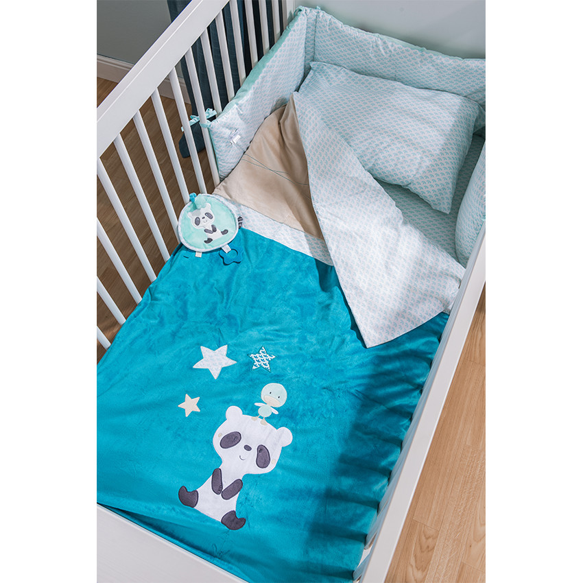 Tour de lit en popeline et velours avec étoiles brodées 