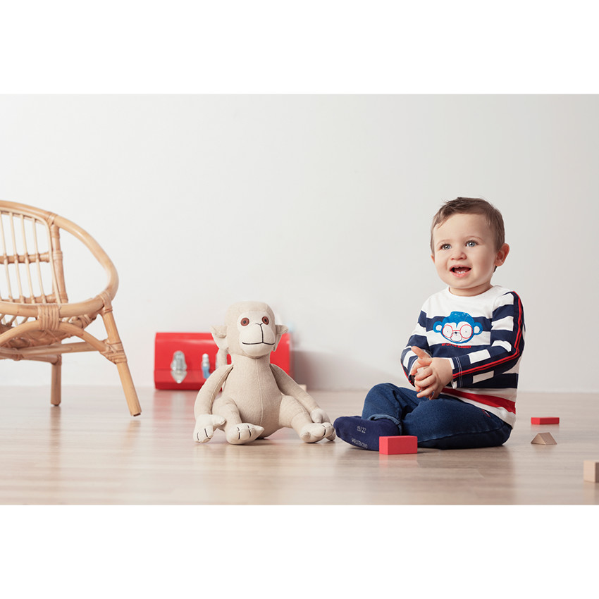 Ensemble avec tee-shirt manches longues print singe et pantalon en molleton 