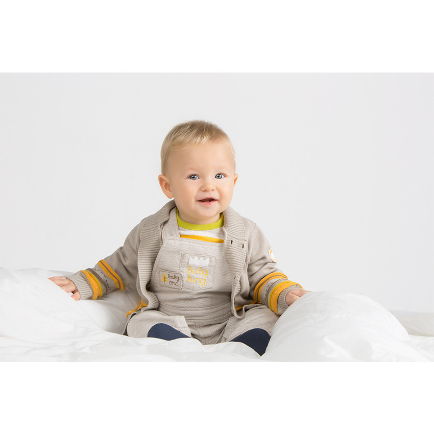 Gilet en tricot avec motifs jacquard et badge lion 