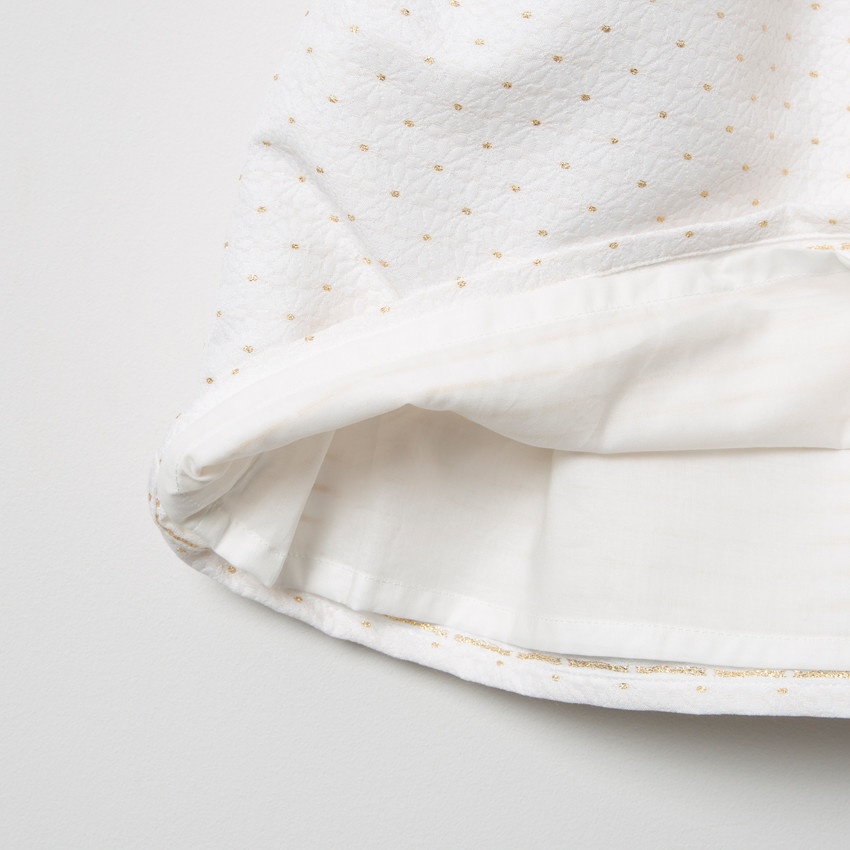 Robe de cérémonie manches courtes col Claudine et motifs jacquard 