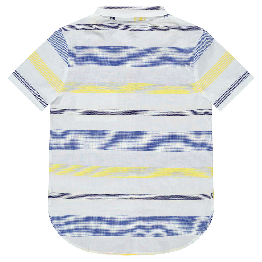 Junior - Chemise manches courtes à rayures en jacquard et poche 