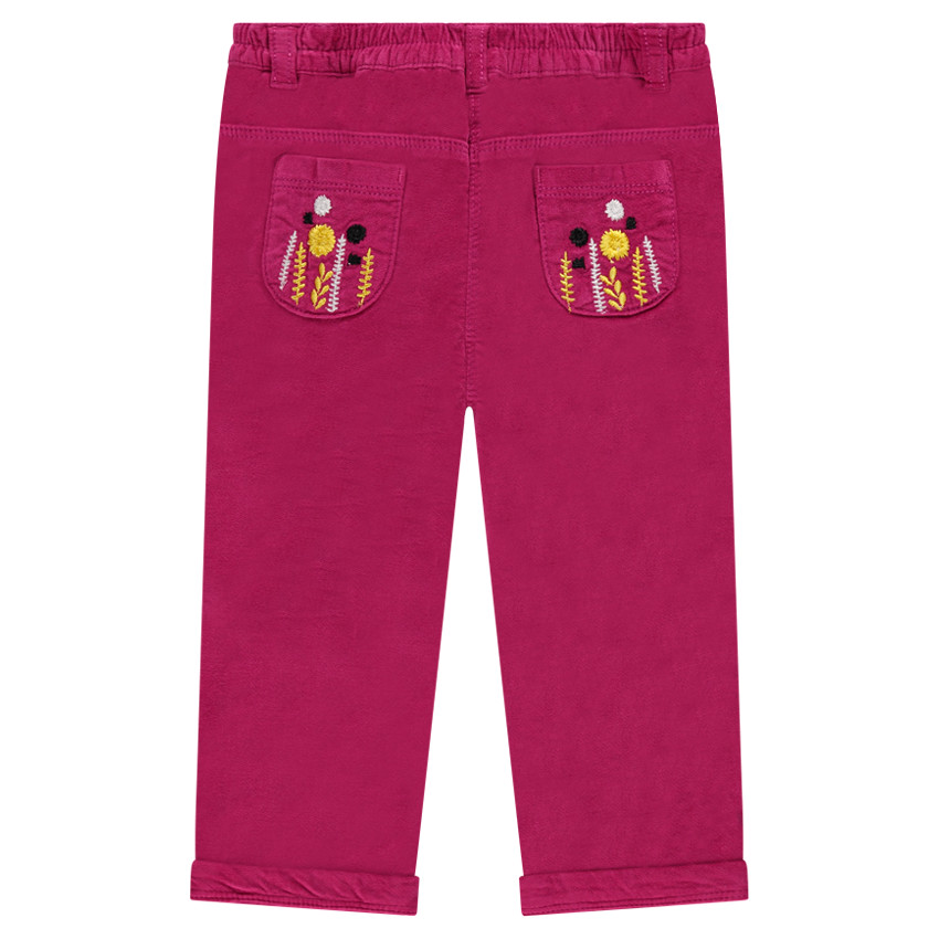 Pantalon coupe droite en velours avec poches brodées 