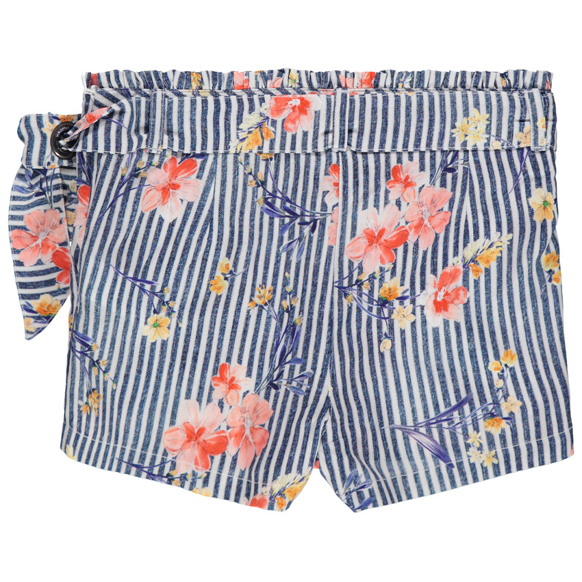 Short à rayures et fleurs all-over 