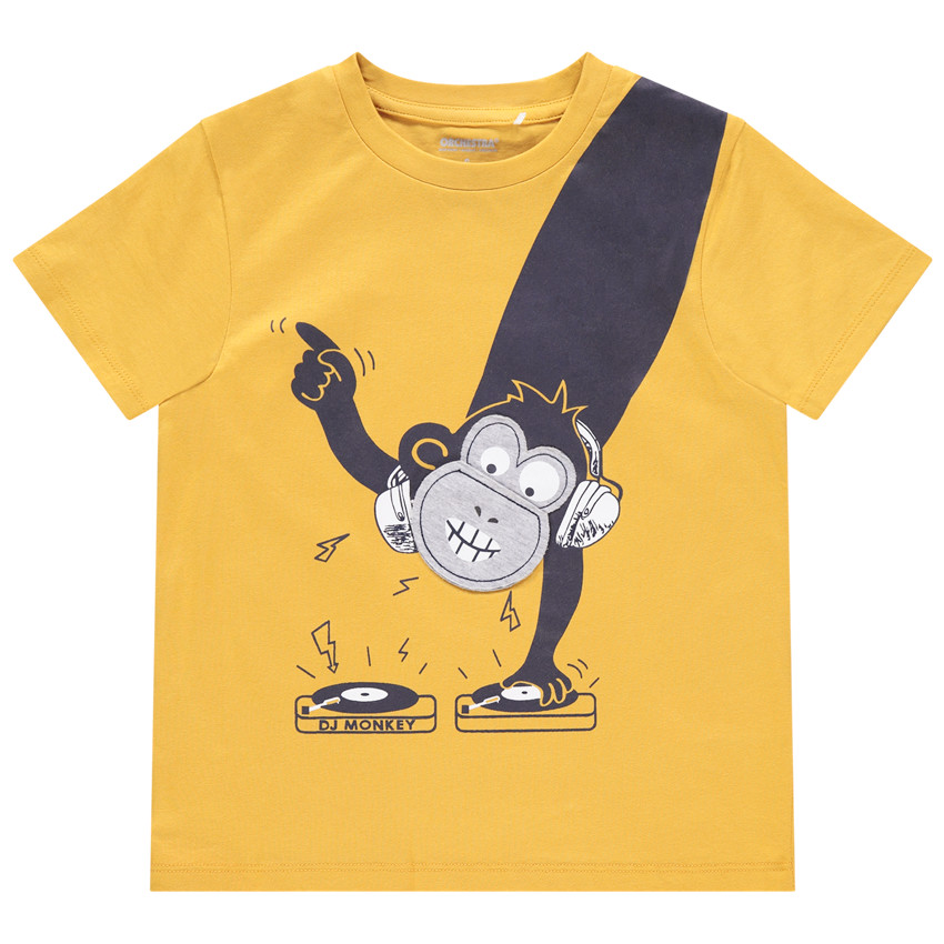 T-shirt manches courtes print singe à bouche mobile 