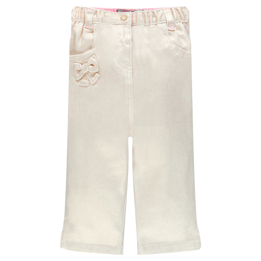 Pantacourt en twill doré et poches coeurs 