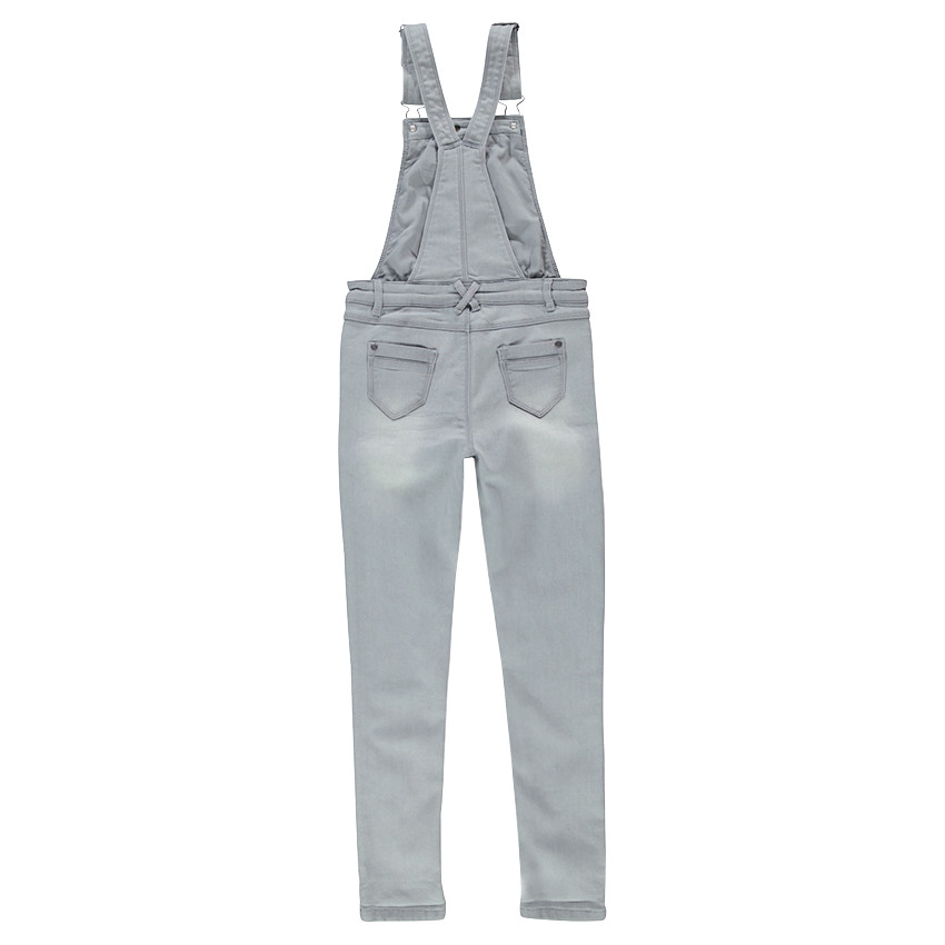 Junior - Salopette en jeans effet used doublée jersey 