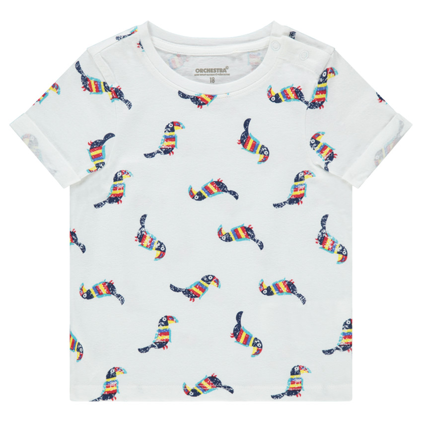 Tee-shirt manches courtes avec imprimés fantaisie all-over 