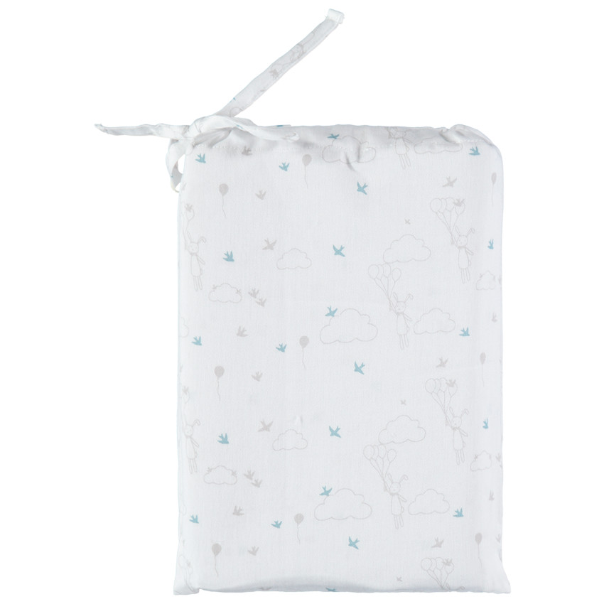 Set housse de couette et taie d'oreiller imprimé lapin et étoiles 