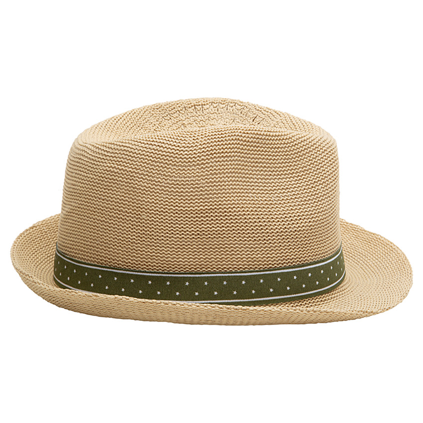 Chapeau trilby effet paille avec ruban vert 