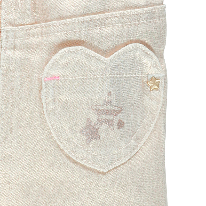 Pantacourt en twill doré et poches coeurs 