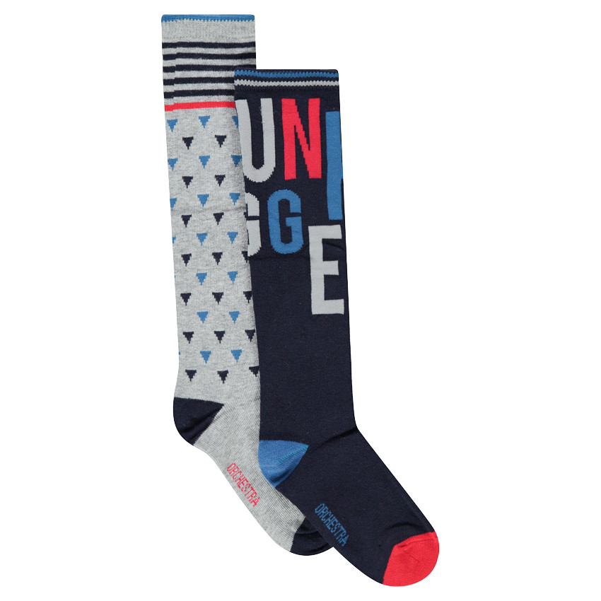 Lot de 2 paires de chaussettes hautes avec motifs en jacquard 