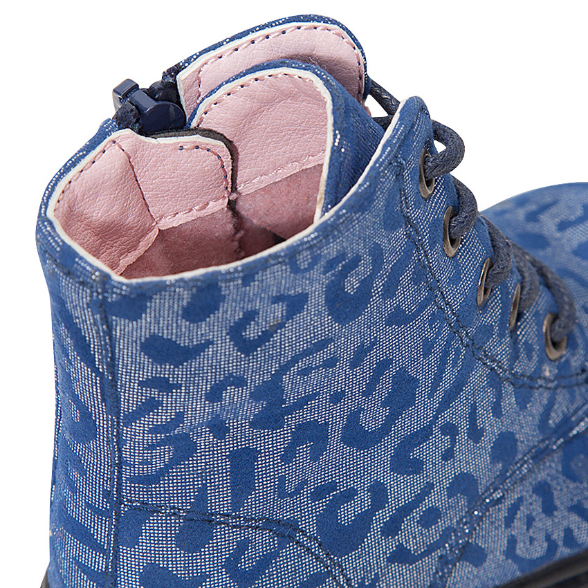 Bottillons bleus à lacets effet fantaisie  