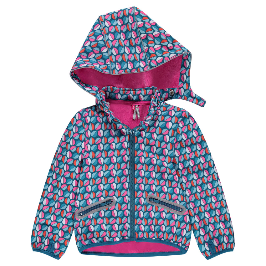 Coupe-vent à capuche amovible imprimé all-over doublé micropolaire 