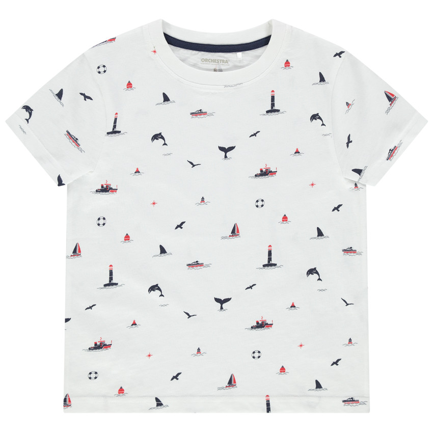 T-shirt manches courtes en coton imprimé all-over 