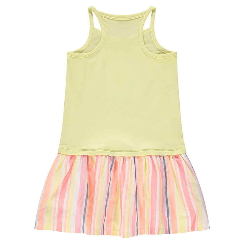 Robe effet 2 en 1 avec fleur printée et bas rayé 