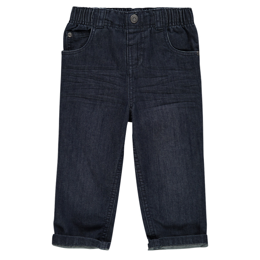 Jeans coupe droite effet used et crinkle  