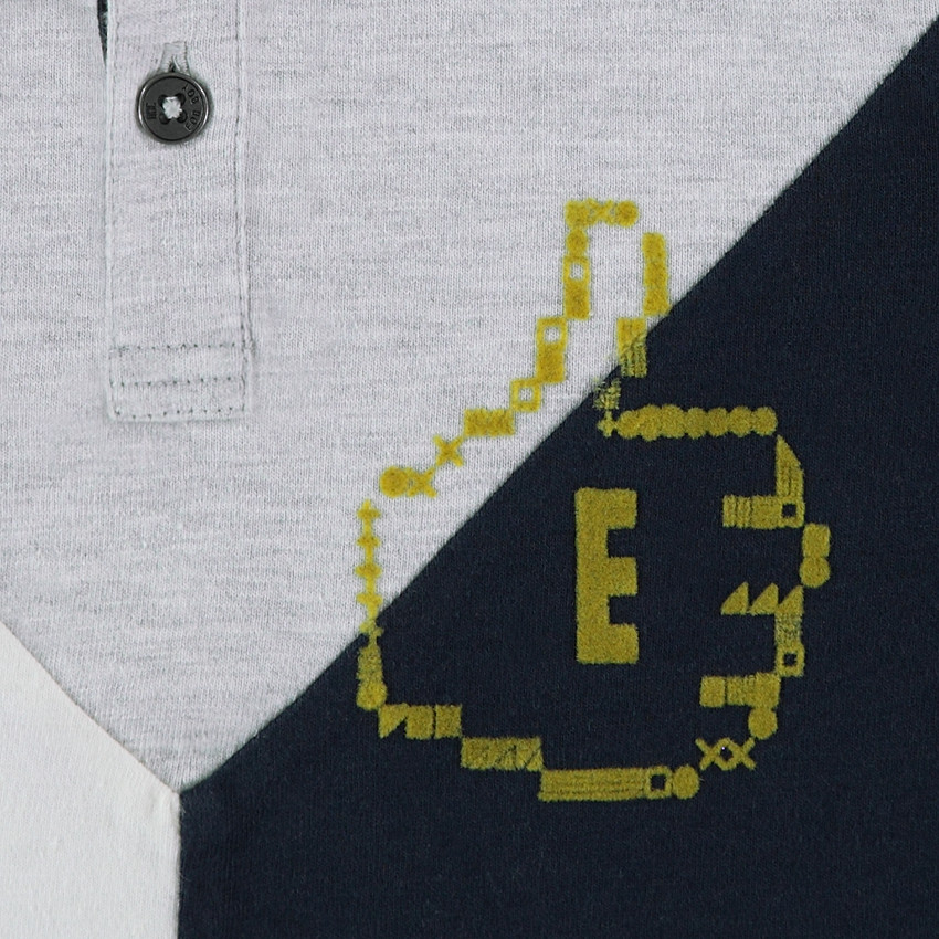 Polo manches longues tricolore avec main printée 