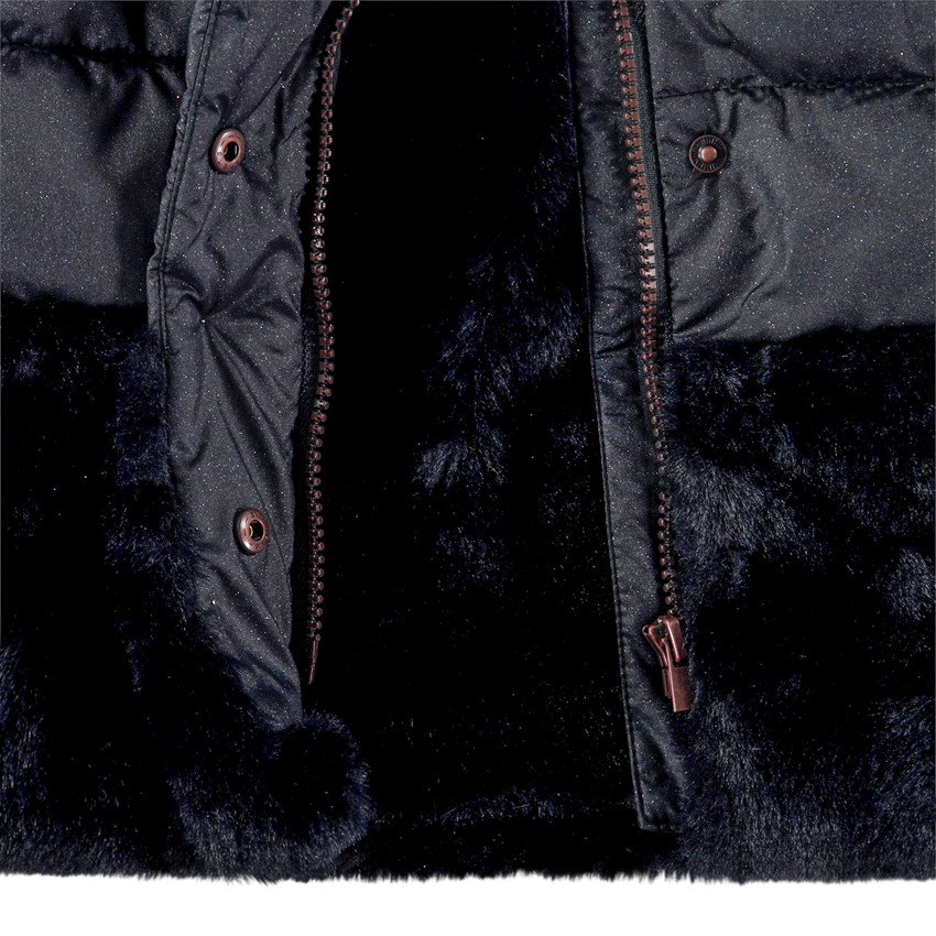 Doudoune longue fausse fourrure doublée sherpa 