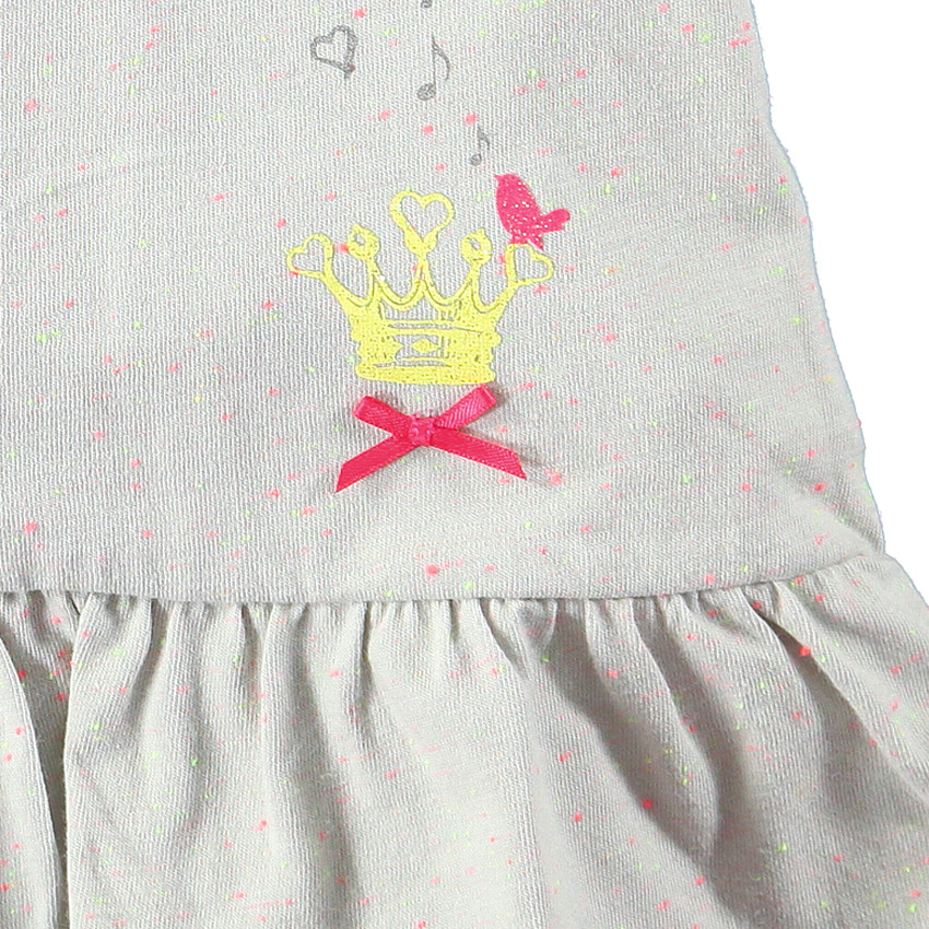 Robe volantée sans manches en jersey aspect neps 