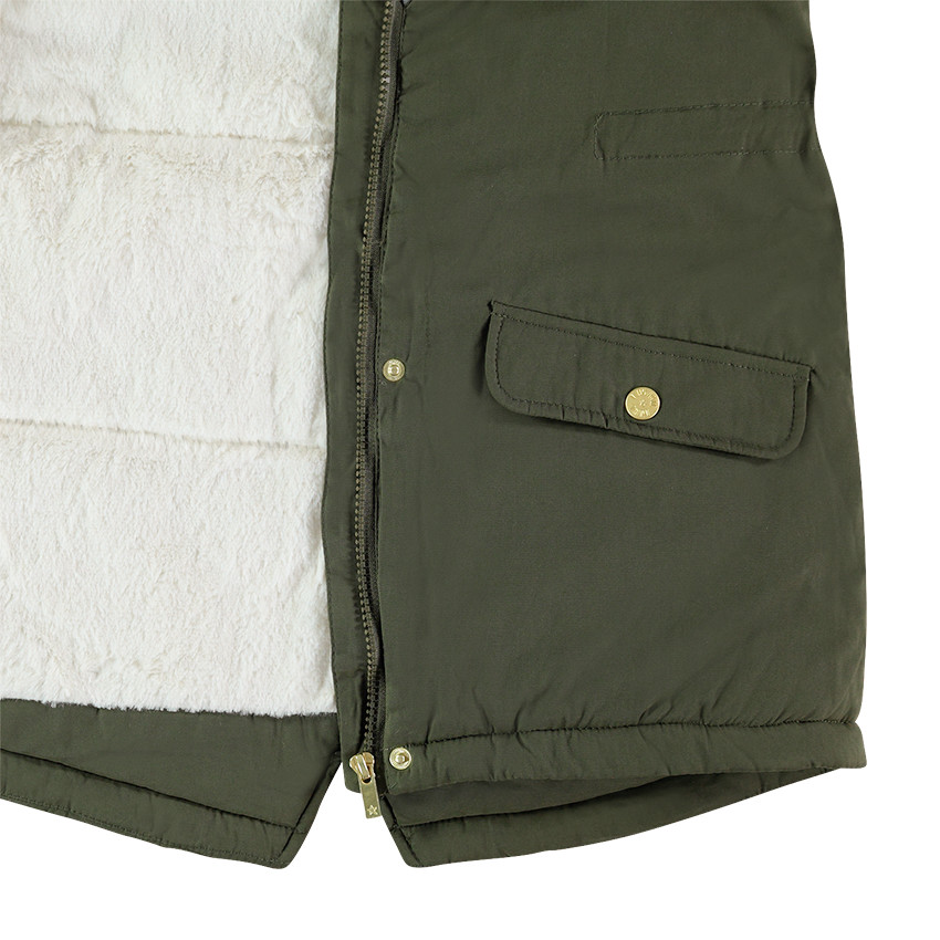 Junior - Parka en twill doublée sherpa avec fausse fourrure amovible 