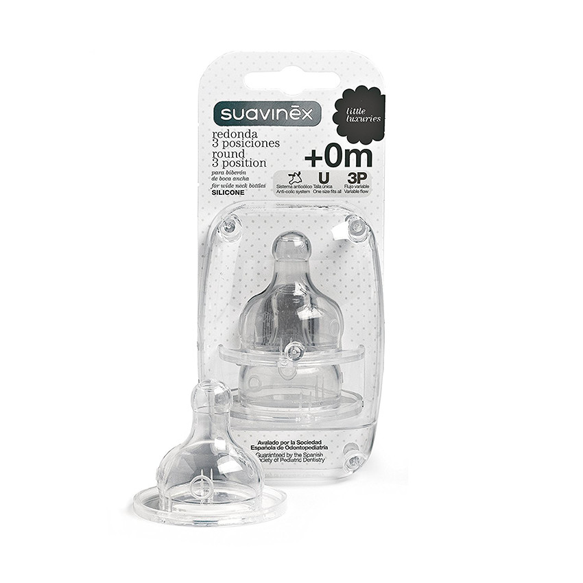 Lot de 2 tétines rondes 3 positions - 0/24mois  