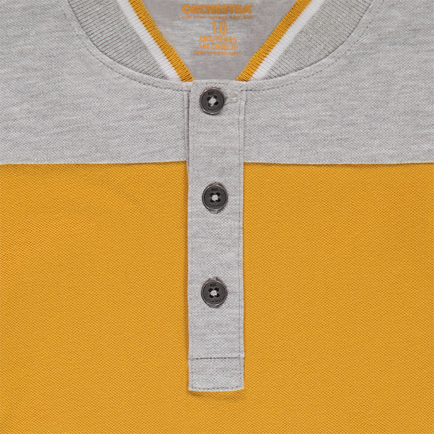 Junior - Polo manches longues en jersey avec col esprit teddy 