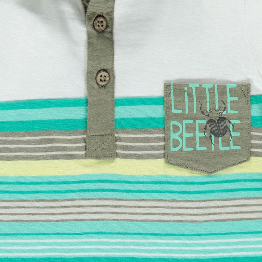 Polo manches courtes raué avec poche et scarabée printé 