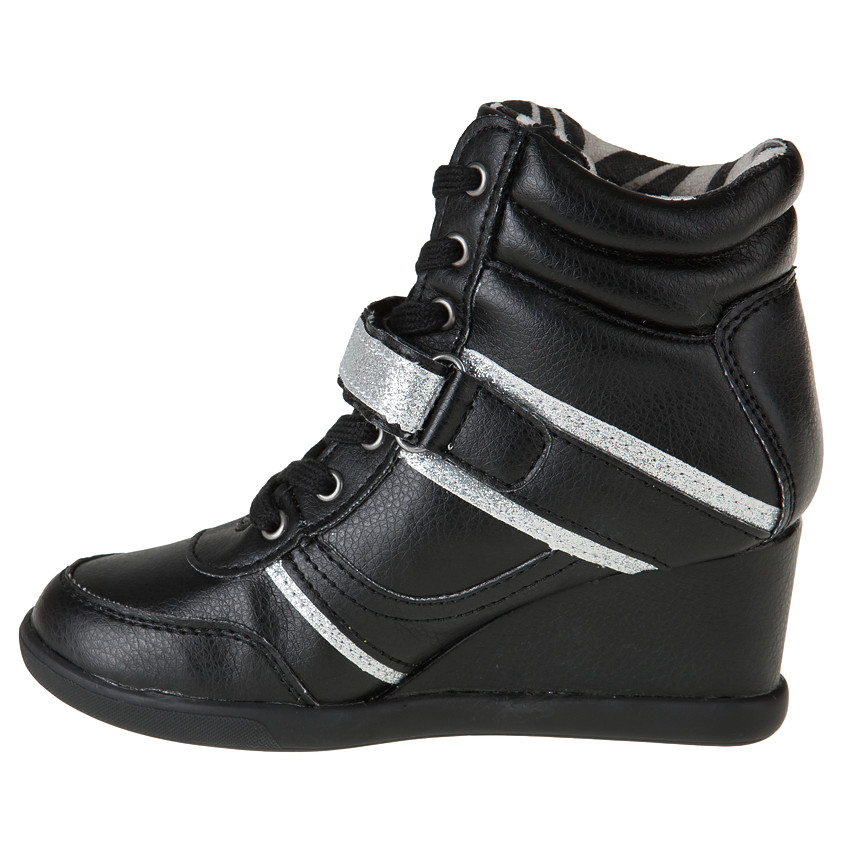 Baskets à talon compensé à lacets et scratch 