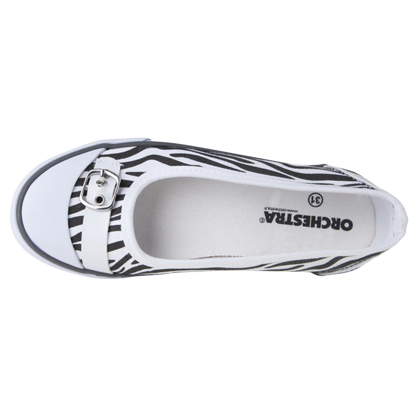 Babies en toile zébrée avec boucle fantaisie  