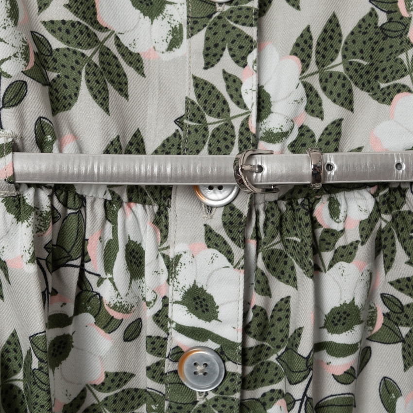 Robe manches courtes à imprimé floral et ceinture amovible 