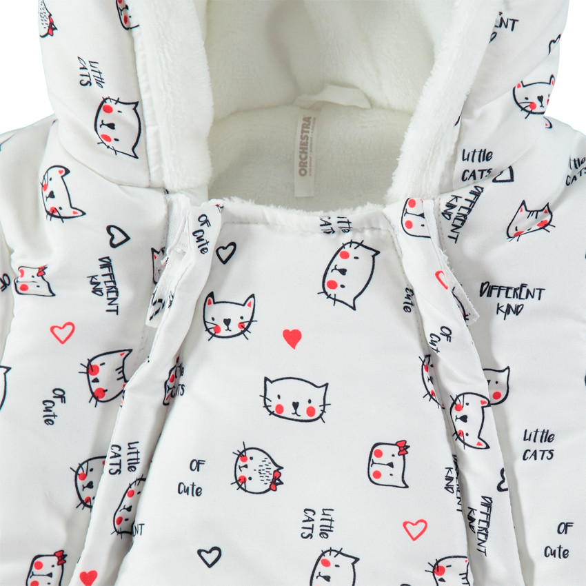 Combi-pilote doublée sherpa avec chats imprimés all-over 