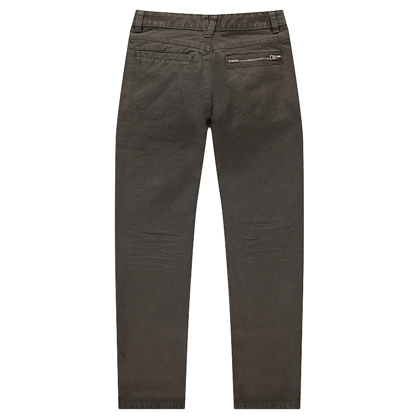 Pantalon kaki en coton surteint avec poches zippées 