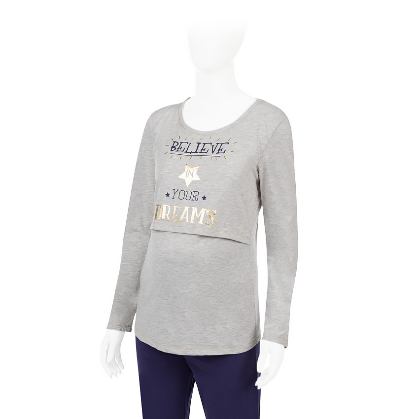 Tee-shirt d'allaitement manches longues avec inscriptions printées  