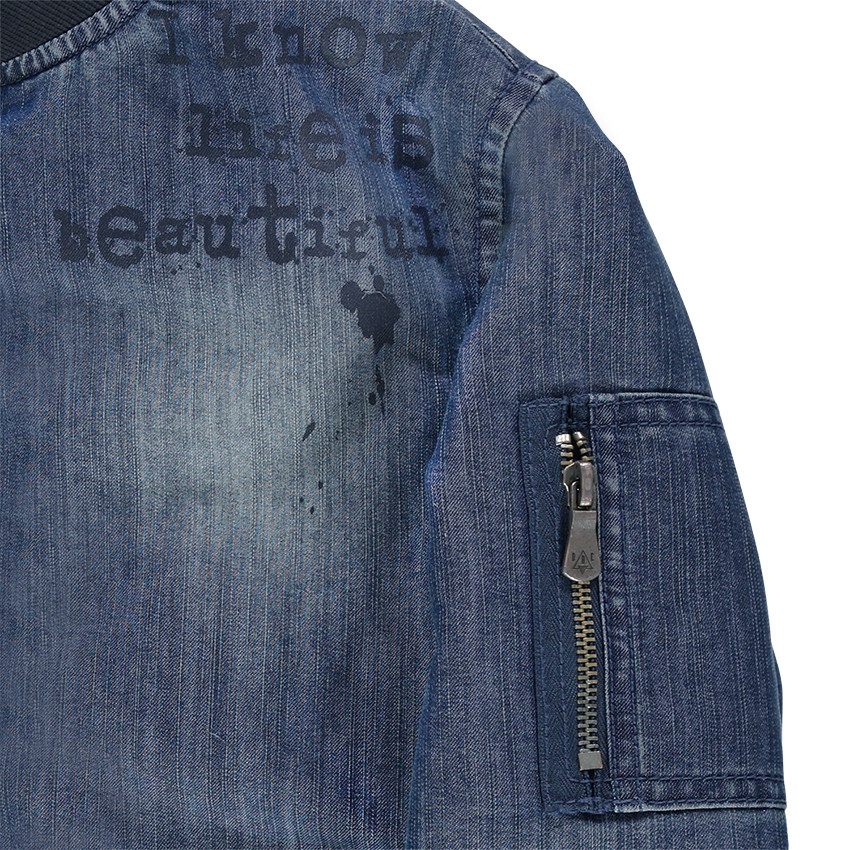 Junior - Blouson effet jeans used avec poche zippée 