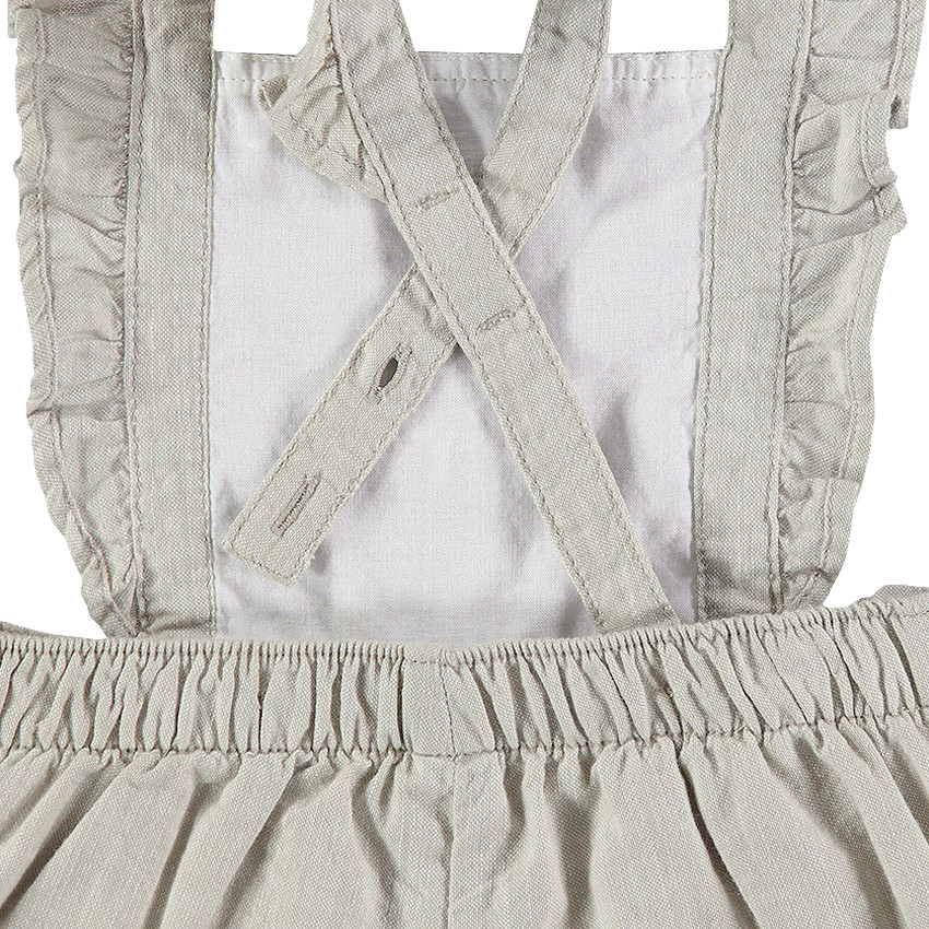 Salopette en coton et lin avec biais fantaisie 