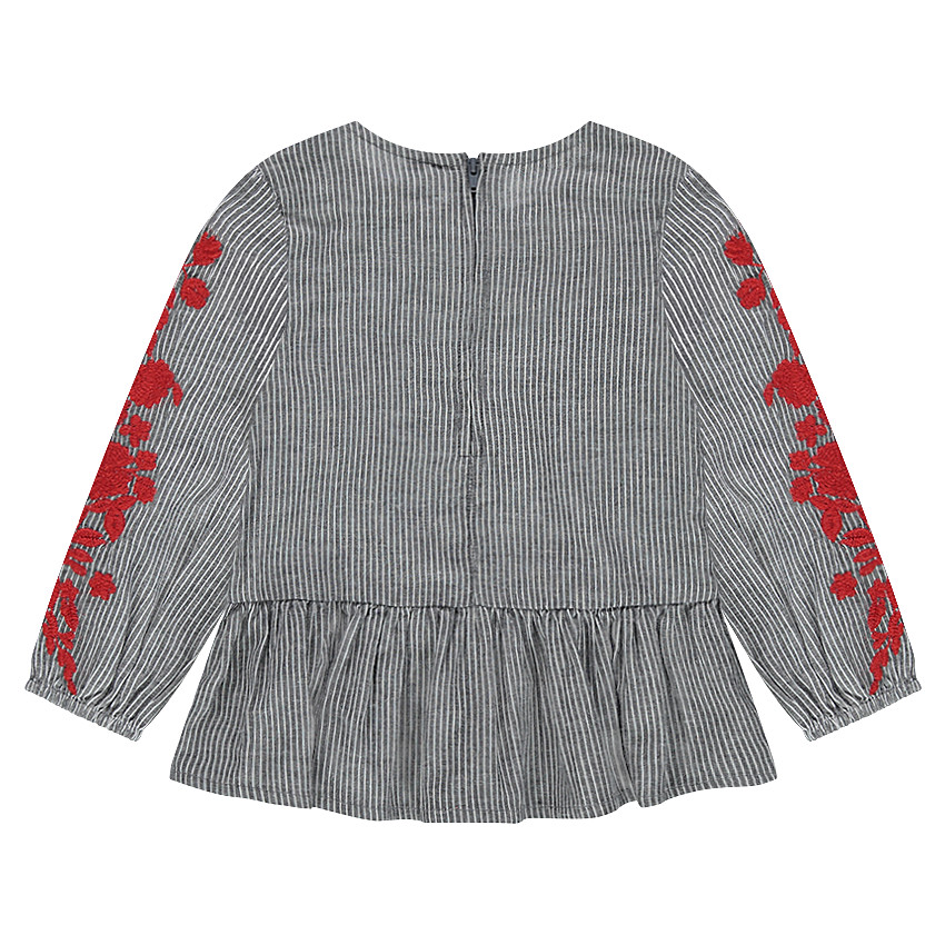 Tunique manches longues avec broderies contrastées sur les manches 