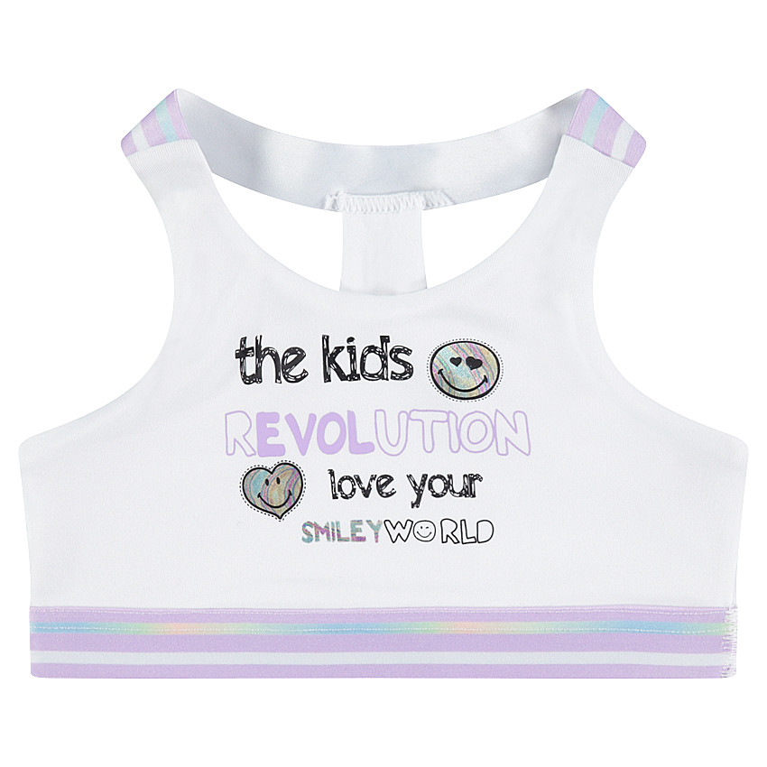 Brassière de sport avec message et Smiley printés 