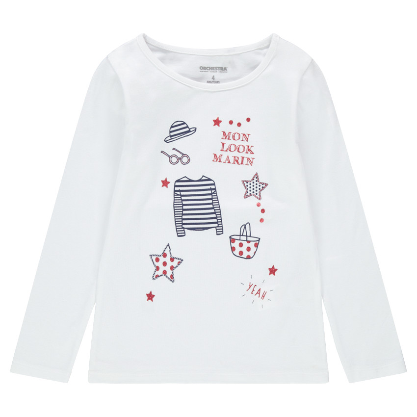 Tee-shirt manches longues en jersey avec motif fantaisie printé 
