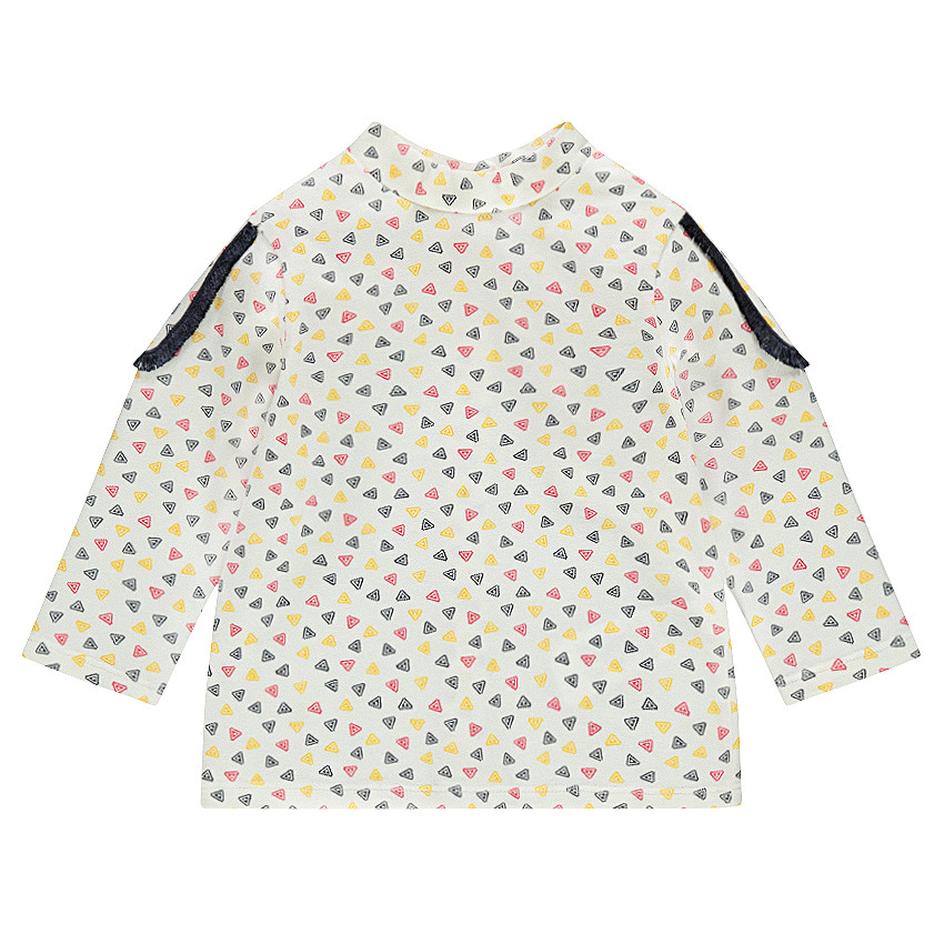 Tee-shirt manches longues avec motif fantaisie all-over et épaulettes 