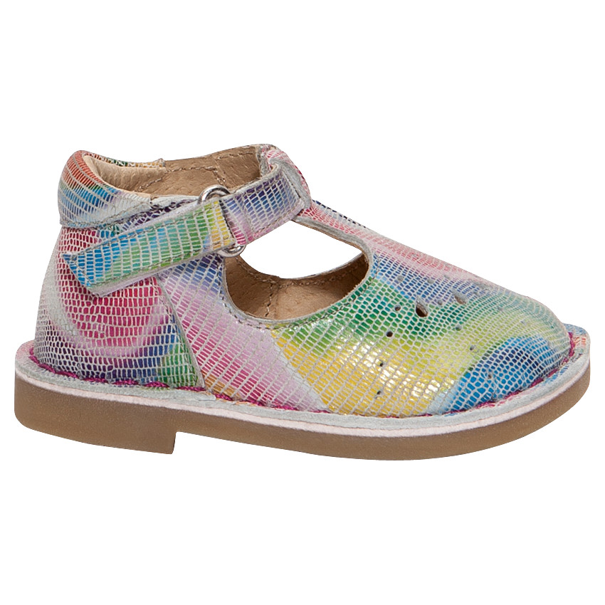 Salomés multicolores en cuir à scratch 