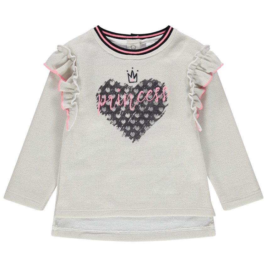 Sweat en molleton avec coeur et volants sur les emmanchures 