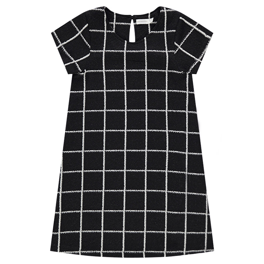 Junior - Robe manches courtes à carreaux contrastés 