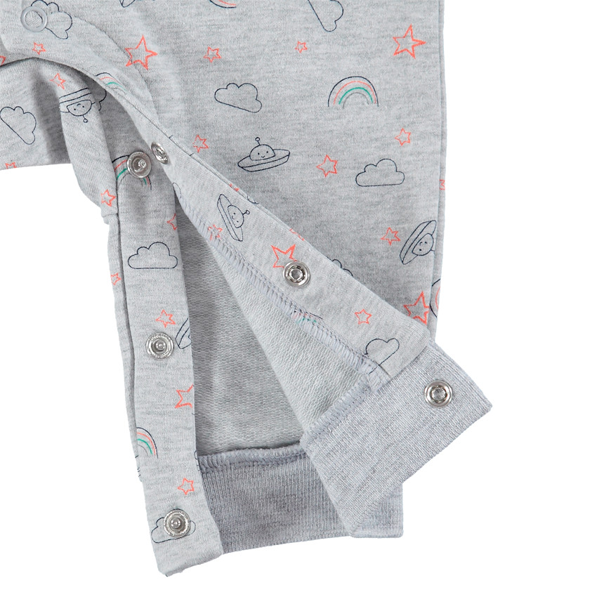 Combinaison en coton avec imprimé fantaisie all-over et nuage brodé 