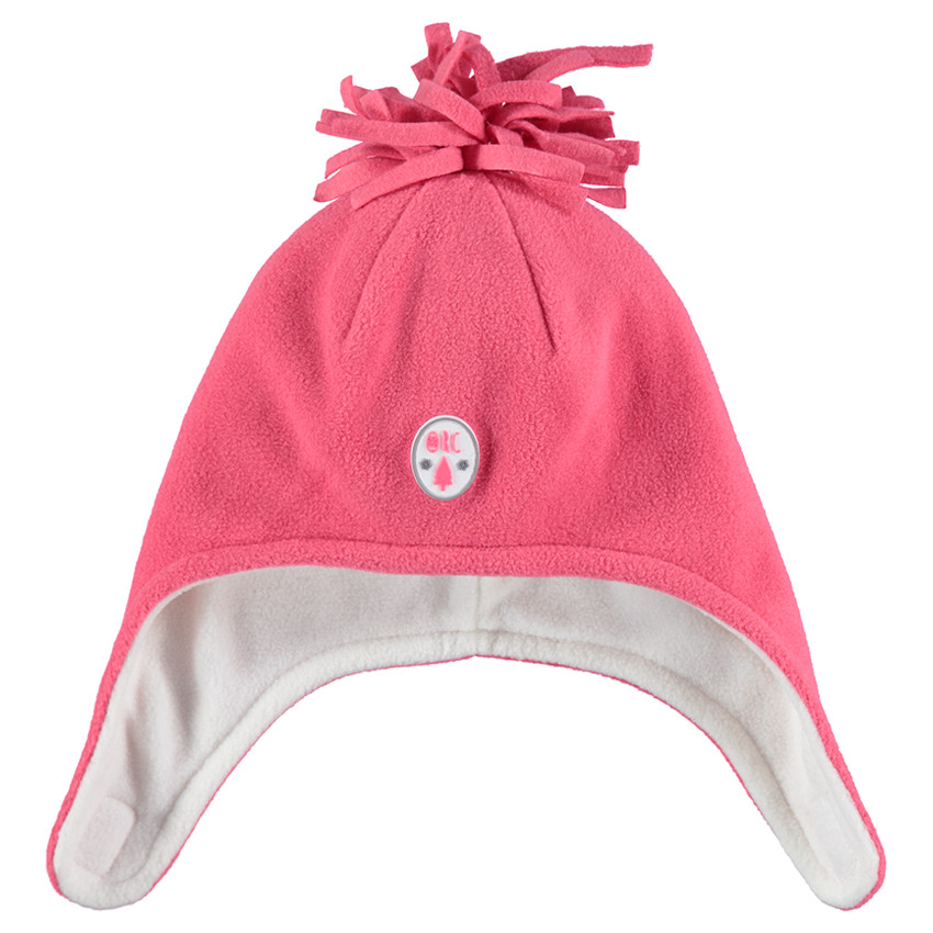 Bonnet péruvien en micropolaire avec pompon et badge 